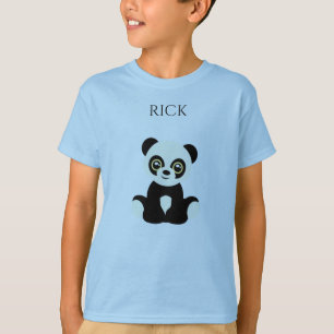 T-shirt bleu PANDA, nom personnalisé.