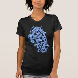T-shirt Bleu Parties scintillant Seahorse Butfly