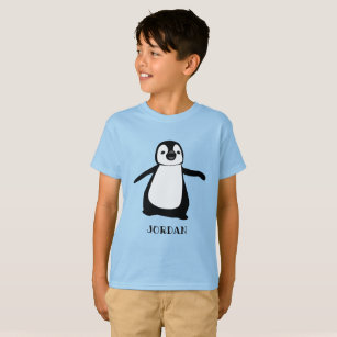 T-shirt Bleu personnalisé pingouin mignon illustration Fil