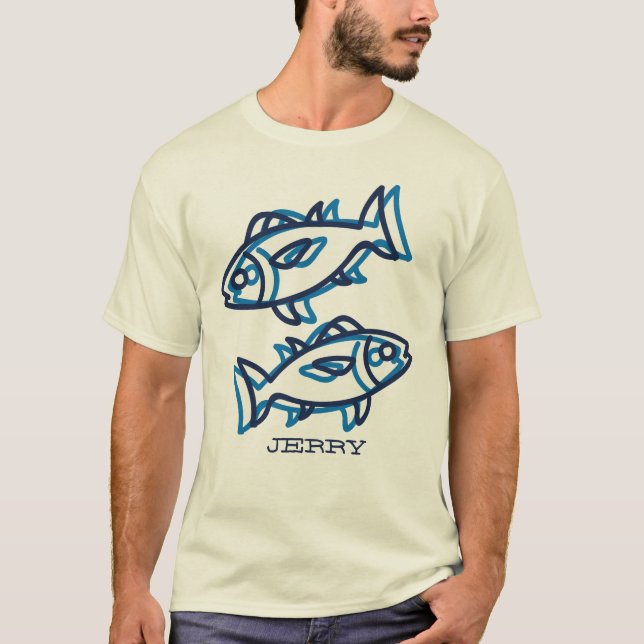 T-shirt Bleu Poisson Nautique (Devant)