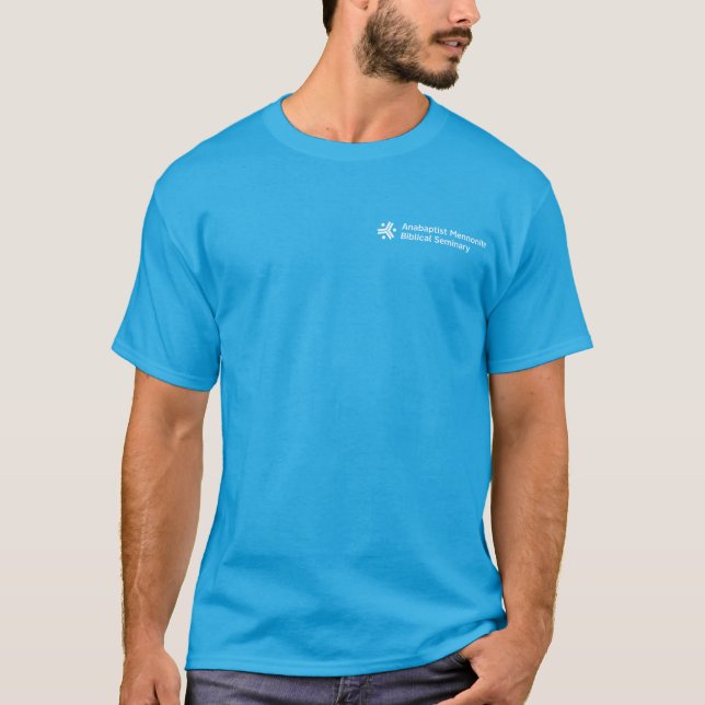T-shirt bleu pour hommes avec logo AMBS (Devant)