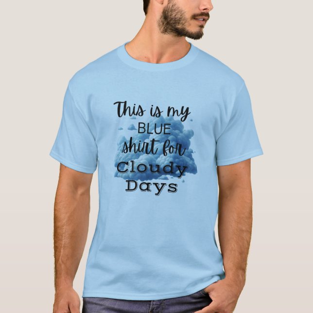 T-Shirt Bleu pour Jours Couverts Graphique (Devant)