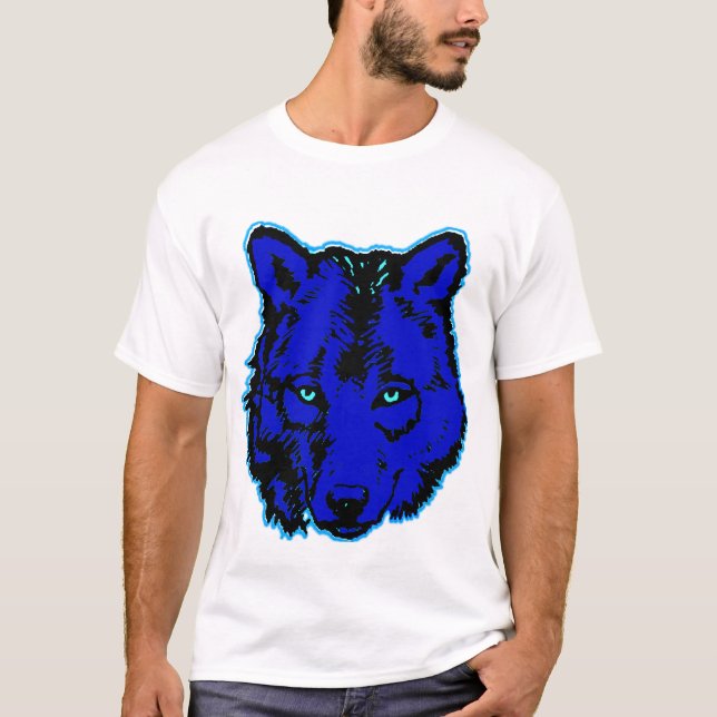 T-SHIRT BLEU PRINCIPAL DE LOUP (Devant)