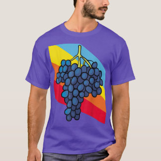 T-shirt Bleu Raisin Fruit Aliments Vegan Végétarien