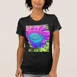 T-shirt Bleu rose rétro tournesol funky photo