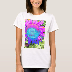 T-shirt Bleu rose rétro tournesol funky photo