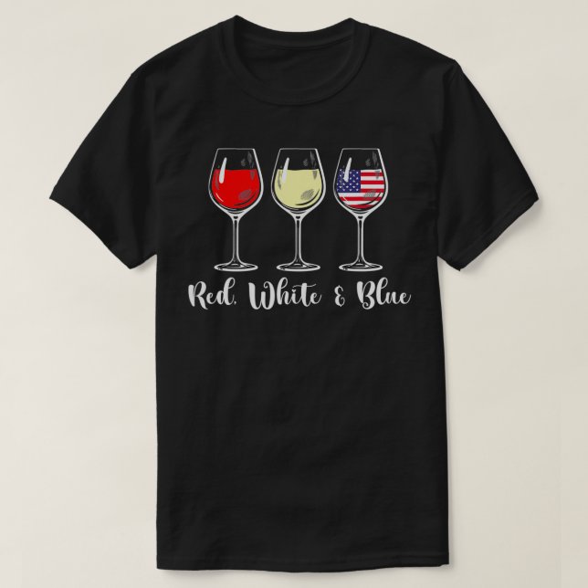 T-shirt Bleu Rouge - Drapeau américain 4 juillet Fou (Design devant)
