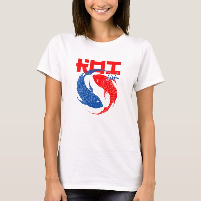 T-shirt Bleu rouge et blanc Koi (Devant)