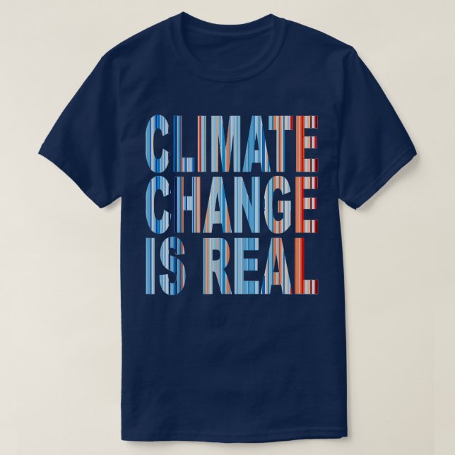 T-shirt Bleu rouge Réchauffement climatique rayures Change (Design devant)