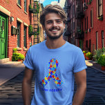 T-shirt Bleu ruban Sensibilisation sur l'autisme personnal<br><div class="desc">T-shirts en ruban à Sensibilisation sur l'autisme personnalisée pour une marche ou une fête de collecte de fonds afin de sensibiliser les amis autistes ou la famille. Une mère ou un tee père autiste cool qui peut être personnalisée avec n'importe quel texte sous le ruban de la pièce de puzzle...</div>