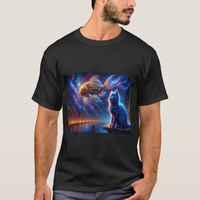 T-shirt Bleu Russe et Poisson Mécanique (Devant)