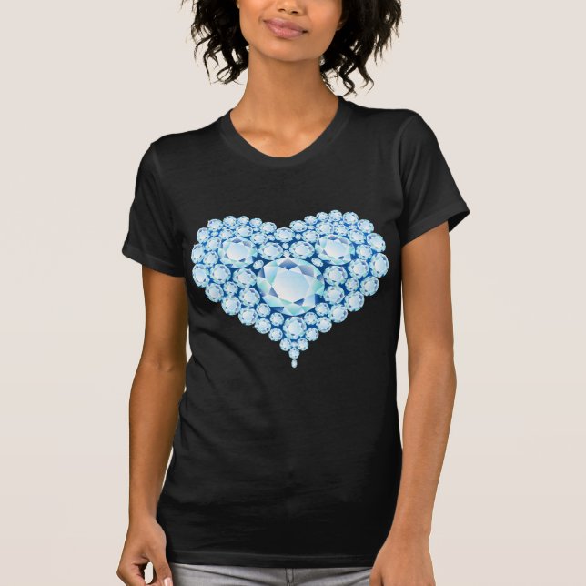 T-shirt Bleu Sapphire Gems Coeur (Devant)