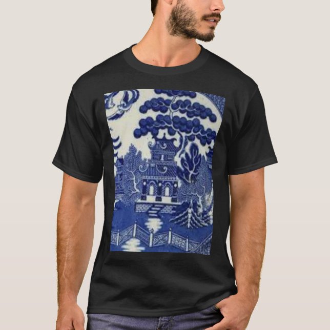 T-shirt bleu saule motif classique (Devant)