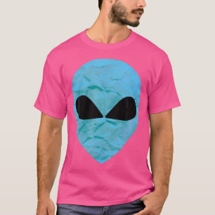 T-shirt Bleu Sci-Fi Ufo Alien Flying Face Cosmic Extraterr