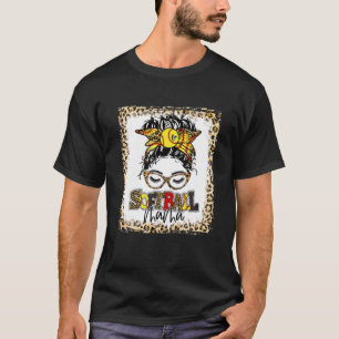 T-shirt Bleu Softball Mama Messy Bun Jeu Mères