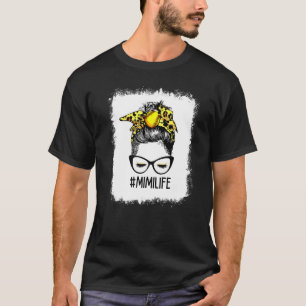 T-shirt Bleu Softball Mimi Life Leopard Messy Bun Moth