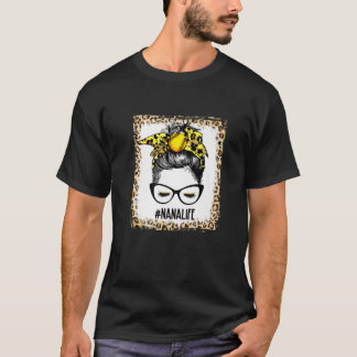 T-shirt Bleu Softball Nana Messy Bun Jeu Jour Mères