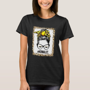 T-shirt Bleu Softball Nonna Messy Bun Jeu Jour Mères