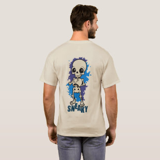 T-Shirt Bleu Splash Halloween Squelette Mignon Sou