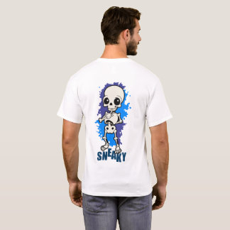 T-Shirt Bleu Splash Halloween Squelette Mignon Sou