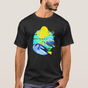 T-shirt Bleu Tang Jaune Tangs Récif Poisson réservoir eau