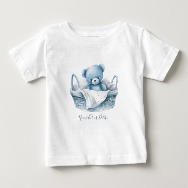 T-shirt Bleu Teddy Bear dans le panier Bébé (Devant)