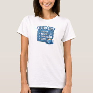 T-shirt Bleu Tendance CAFÉ D'ABORD PUIS ENFANTS Dessin Gra