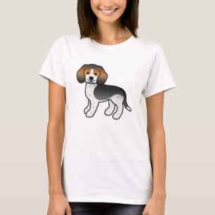 T-shirt Bleu Ticked Cartoon Beagle race Chien