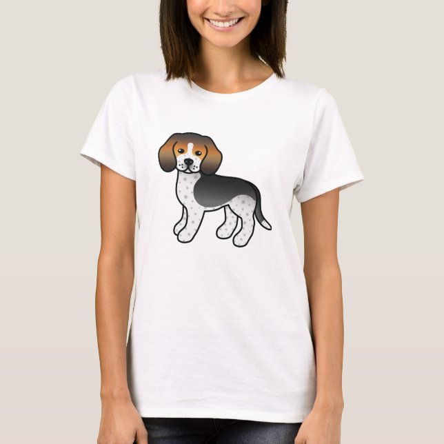 T-shirt Bleu Ticked Cartoon Beagle race Chien (Devant)