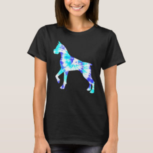 T-shirt Bleu Tie Dye Boxe Chien Hippie Paix Animal Hommes