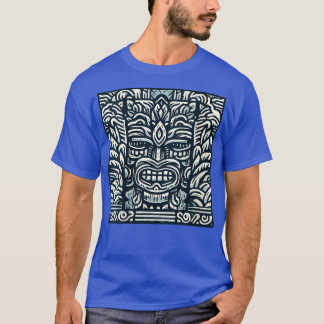T-shirt Bleu Tiki dieu pour votre Tiki Bar VNeck