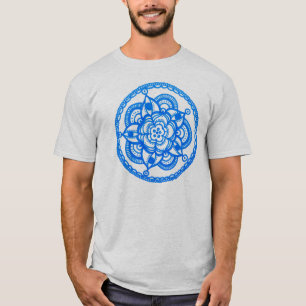 T-shirt bleu unisexe de mandala par Megaflora