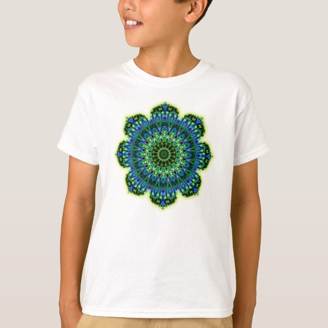 T-shirt bleu vert mandala (Devant)