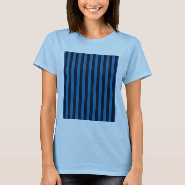 T-shirt Bleu Vertical Stripes Arrière - plan Personnaliser (Devant)