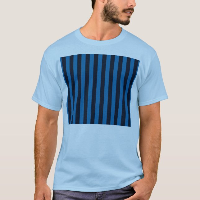 T-shirt Bleu Vertical Stripes Arrière - plan Personnaliser (Devant)