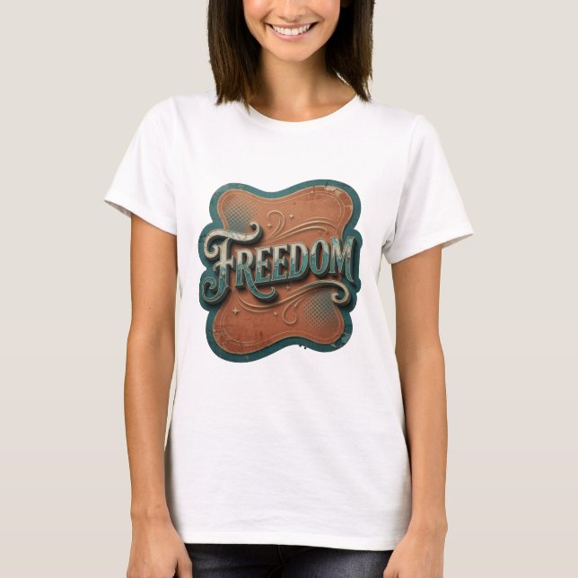 T-shirt Bleu vif FREEDOM Design Moderne (Devant)