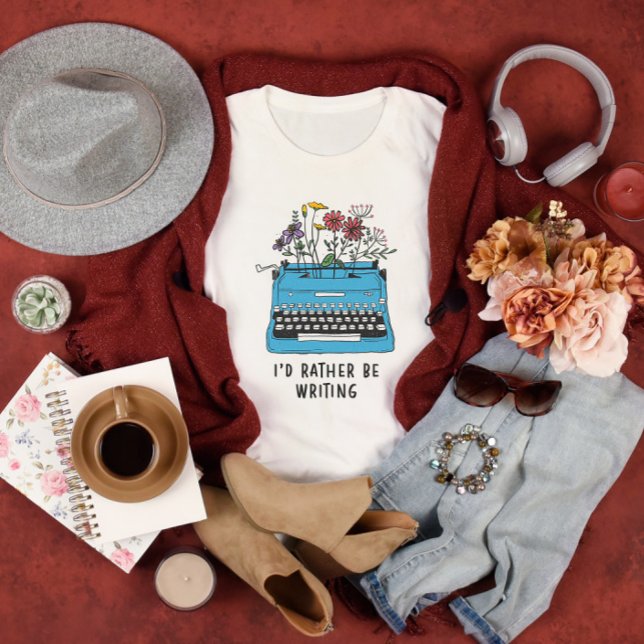 T-shirt Bleu Vintage écriture Je préfère écrire (Créateur téléchargé)