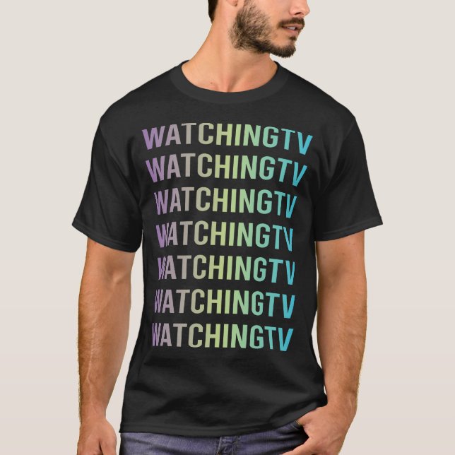 T-shirt Bleu Violet Regarder la TV (Devant)