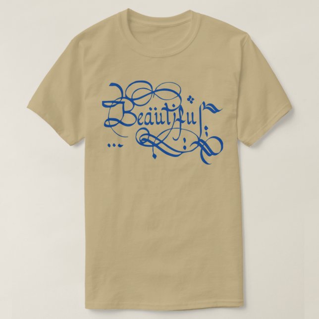 T-shirt Bleue Belle Calligraphie (Design devant)
