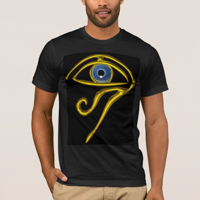 T-SHIRT BLEUE TALISMAN / OEIL OR HORUS (Devant)
