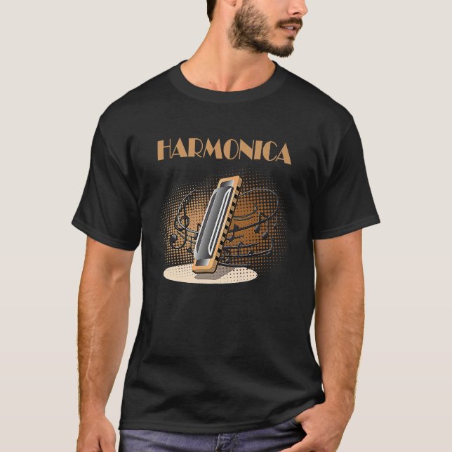 T-shirt Bleues Harmonica orgue harmoniciste 1 (Devant)