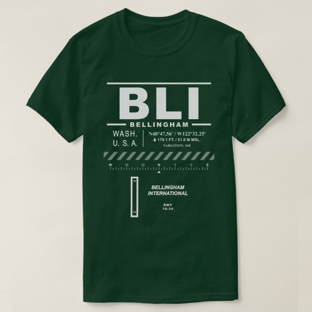 T-shirt BLI de l'aéroport international de Belling (Design devant)