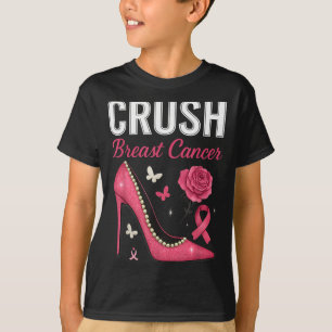 T-shirt Bling Floral Ruban Rose Concasse Cancer du Sein