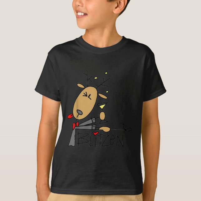 T-shirt Blitzen Christmas Funny Reindeer  (Devant)