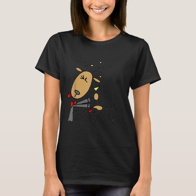 T-shirt Blitzen Noël Renne Drôle  (Devant)