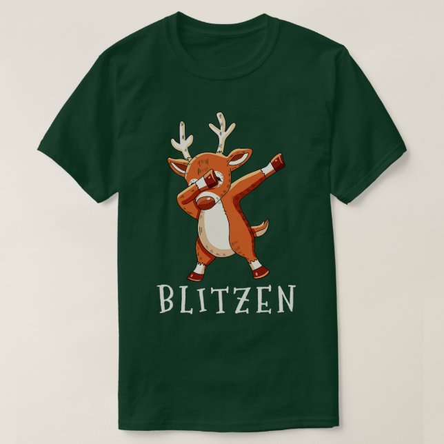T-shirt BLITZEN Santas Reindees Famille Correspondante Noë (Design devant)
