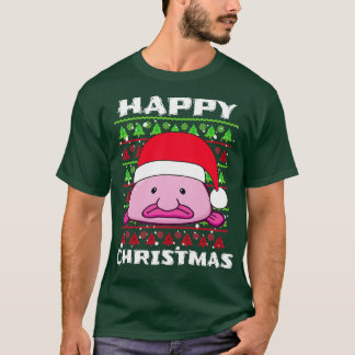 T-shirt Blob Fish Happy Christmas mignon Festive Santa Hat