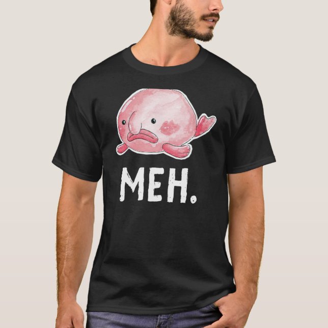 T-shirt Blob Fish Meh. Triste Aquarelle Laide Mignonne (Devant)
