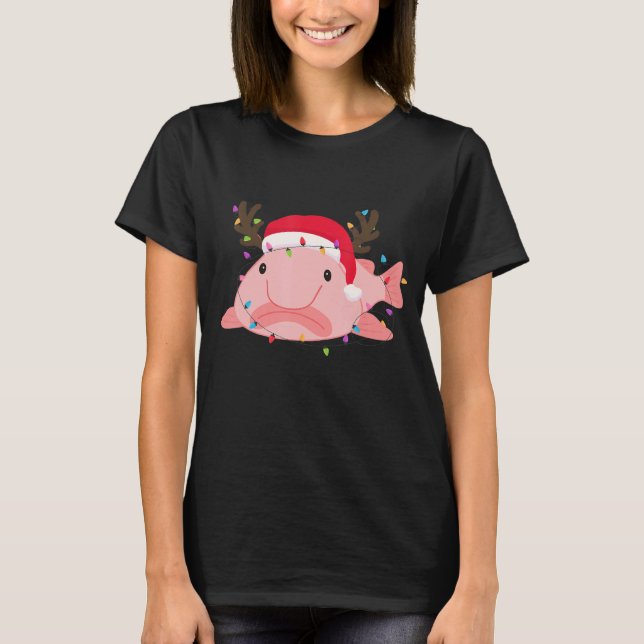 T-shirt Blobfish Christmas Light Santa Hat Blobfish (Devant)