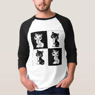 T-shirt Bloc de monogramme noir blanc pour chat